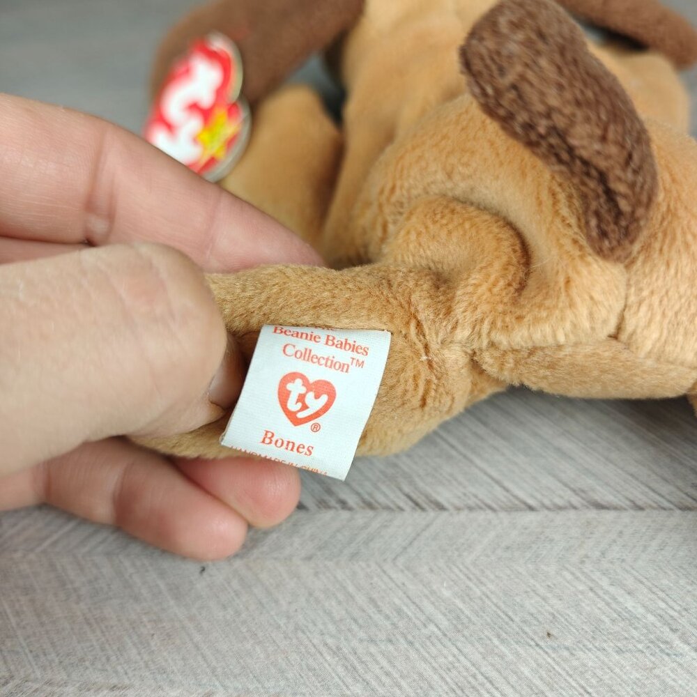 Ty Beanie Babies Collection Bones Plush Dog Stuffed Animal - Picture 4 of 5